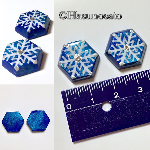 雪のピアス／イヤリング／カフス 【陶器風 石塑粘土アクセサリー】アナ雪がお好きな方にも 2枚目の画像