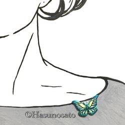グリーン系な蝶 の ブローチ/帯留め 【陶器風 石塑粘土アクセサリー】春 バタフライ 母の日 6枚目の画像