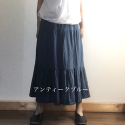 ［新作］Wガーゼのティアードスカート  ロングスカート　受注製作 2枚目の画像