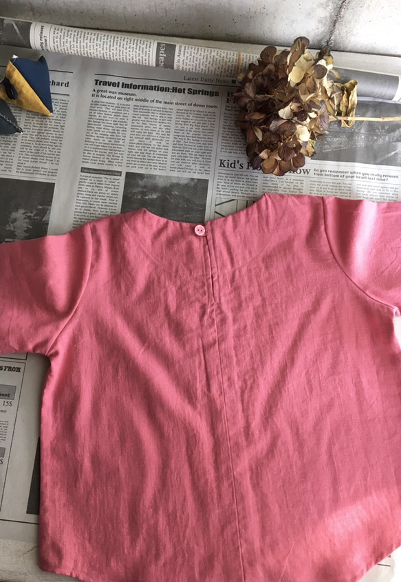 kids ハーフリネンの長袖プルオーバーシャツ      80〜120㎝　受注製作 3枚目の画像