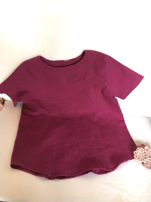 kids ハーフリネンのプルオーバーシャツ 半袖 （受注製作） 3枚目の画像