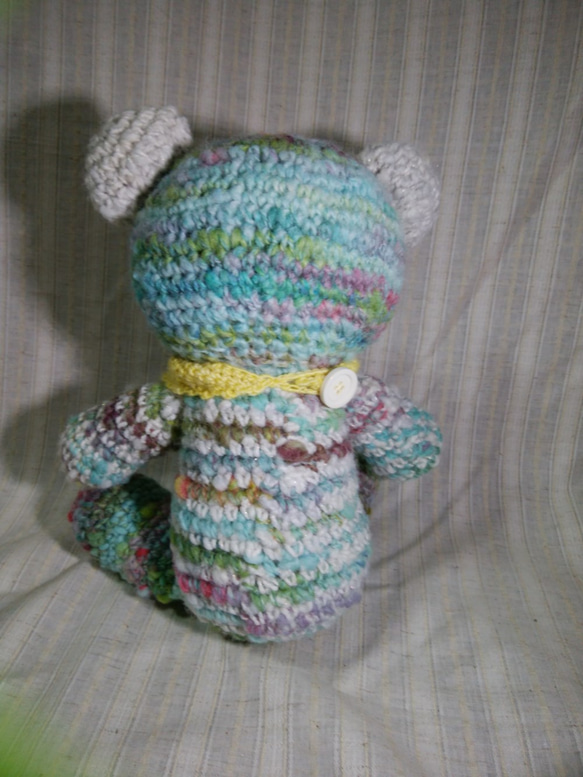 手紡ぎ手編み　編みぐるみ『やんちゃクマのボブくん』 6枚目の画像
