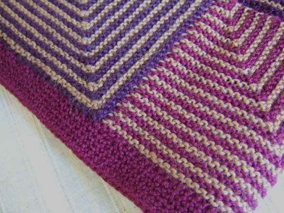 手編み　ドミノ編みブランケット 3枚目の画像