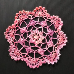手紡ぎ手編み お花のドイリー 2枚目の画像