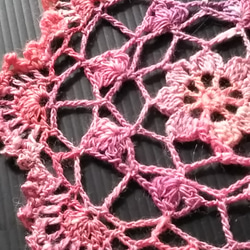 手紡ぎ手編み お花のドイリー 3枚目の画像