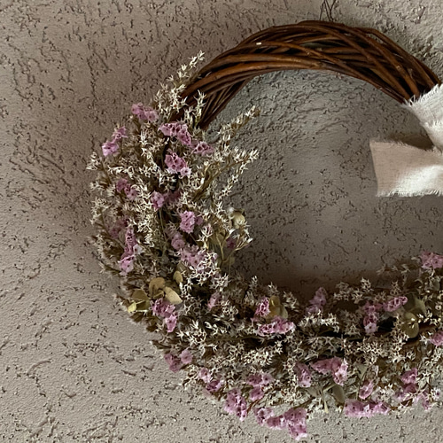 かすみ草のハーフリース フラワーボックス アンティーク雑貨 かすみ草のハーフリース フラワーボックス アンティーク雑貨