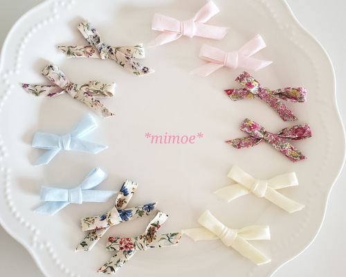 再入荷)選べるヘアリボン2個セット❁ ヘアゴムorクリップ❁ 雑貨 