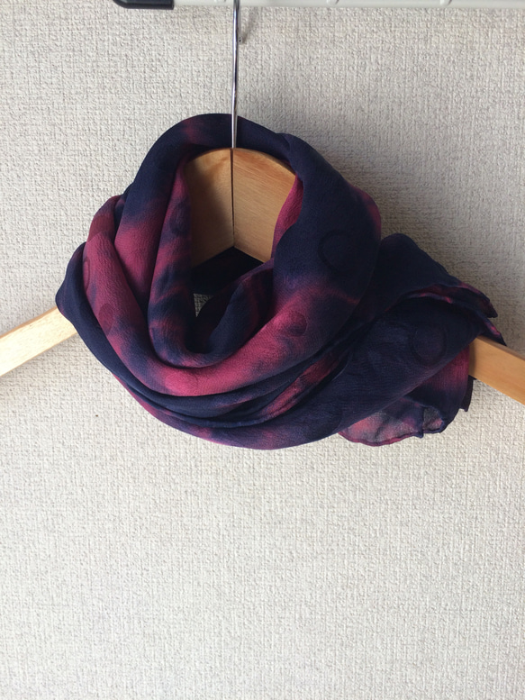 藍染＆草木染め スカーフ 絹 1枚目の画像
