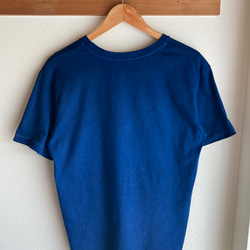 天然藍染　オーガニックコットンTシャツ 女性用L 3枚目の画像