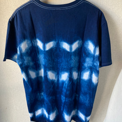 天然靛藍染色短袖T卹有機棉（男裝L） 第2張的照片