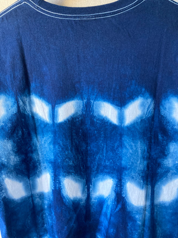 天然靛藍染色短袖T卹有機棉（男裝L） 第4張的照片