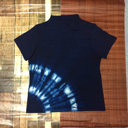 天然藍染   半袖オフネックT シャツ　  綿 1枚目の画像