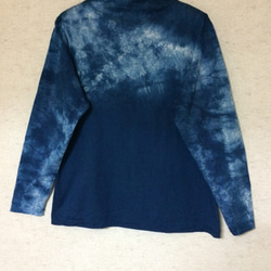 天然藍染オフネックTシャツ長袖女性用F 1枚目の画像