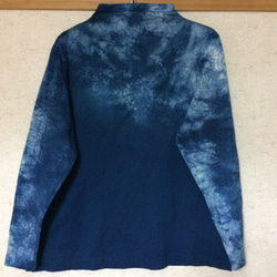 天然藍染オフネックTシャツ長袖女性用F 2枚目の画像