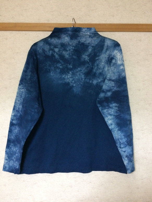 天然藍染オフネックTシャツ長袖女性用F 2枚目の画像