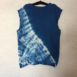 天然藍染 綿ニットベスト男性用L 2枚目の画像