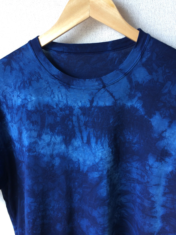天然藍染  男性用Tシャツ半袖   M 3枚目の画像