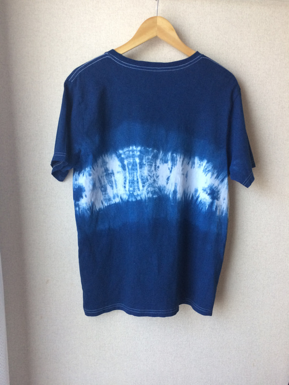 天然藍染 男性用Tシャツ半袖  L  綿 2枚目の画像