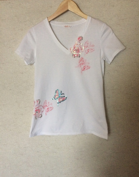 スプレー染  女性用Tシャツ  M 1枚目の画像