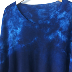 天然藍染 綿ニットプルオーバードルマン半袖ショートF 3枚目の画像