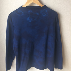 天然藍染 オフネックTシャツ長袖女性用F 2枚目の画像