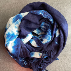 天然藍染 綿ストール　マフラー 5枚目の画像