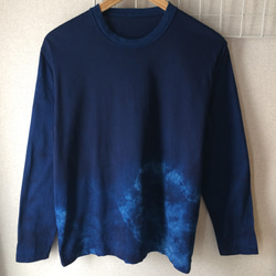 天然藍染 カジュアルTシャツ女性用L 1枚目の画像