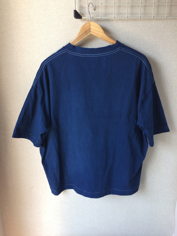 天然藍染 カジュアルTシャツ女性用半袖 L 2枚目の画像