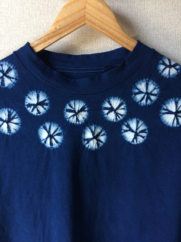 天然藍染 カジュアルTシャツ女性用半袖 L 3枚目の画像