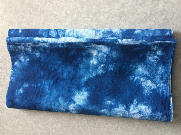 天然藍染 綿日本手ぬぐい地  晒 1枚目の画像