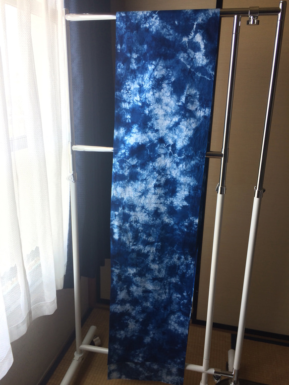 天然藍染 綿日本手ぬぐい地  晒 2枚目の画像