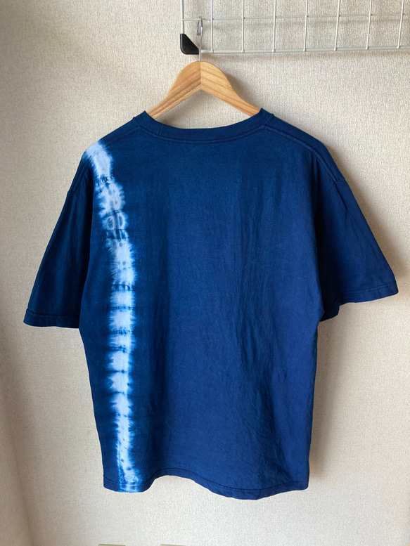 天然藍染　Tシャツ半袖男性用L L 2枚目の画像