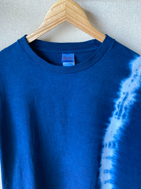 天然藍染　Tシャツ半袖男性用L L 3枚目の画像