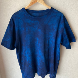 天然藍染　カジュアルTシャツ半袖　男性用 L 1枚目の画像