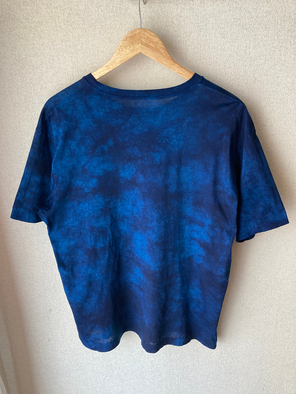 天然藍染　カジュアルTシャツ半袖　男性用 L 2枚目の画像