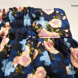 和柄2段ティアードスカート【藍色】 5枚目の画像