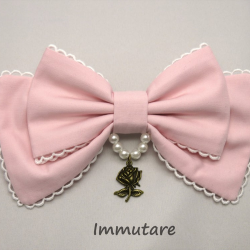 ローズチャームのリボンバレッタ【ピンク】 バレッタ Immutare 通販