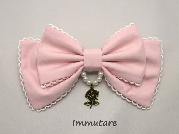 ローズチャームのリボンバレッタ【ピンク】 バレッタ Immutare 通販