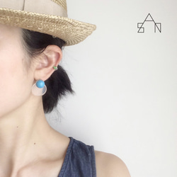 △pearl clear pierce△turquoise_パールクリアアクリルピアス 1枚目の画像