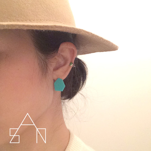 △hexagon pierce△_ヘキサゴンピアス_turquoise 2枚目の画像