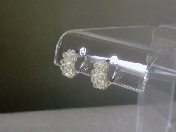 結晶+耳環（穿孔）（夜光綠）螺絲彈簧 第2張的照片