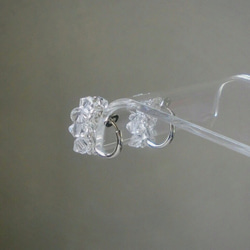 結晶+耳環（穿孔）β（透明）螺絲彈簧 第2張的照片
