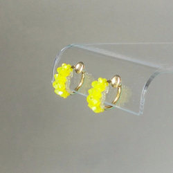 結晶+耳環（穿孔）【黃蛋白石】螺絲彈簧 第2張的照片