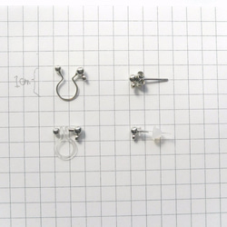 磨砂玻璃米色耳環（穿孔耳環）【1左】 第4張的照片