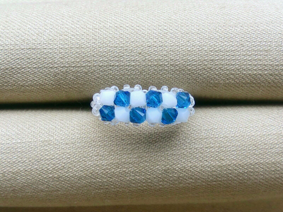 Ichimatsu 串珠戒指（藍白） 第1張的照片