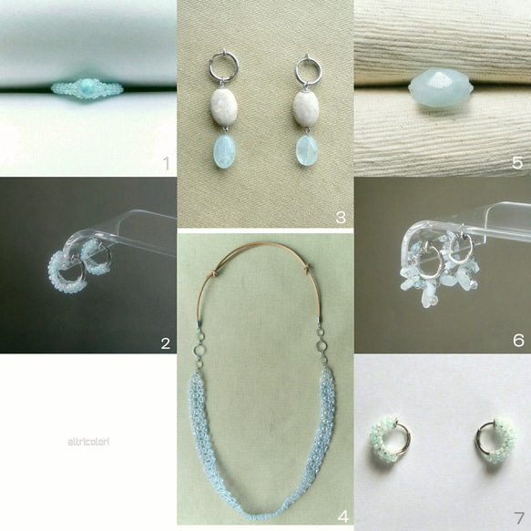 海藍寶石和大理石耳環（穿孔）【限量 1 只】 第5張的照片