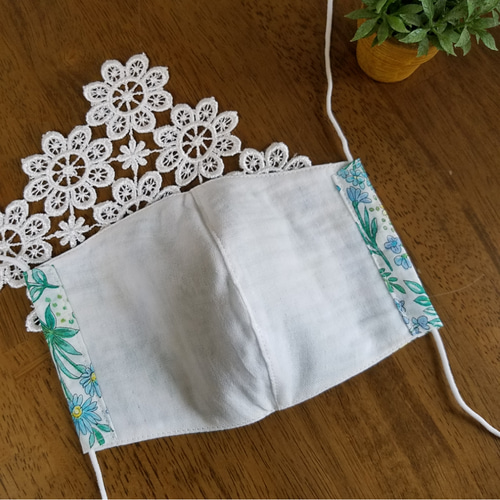 ハンドメイド立体マスク ボタニカル柄 薄手マスク 夏マスク 天然素材