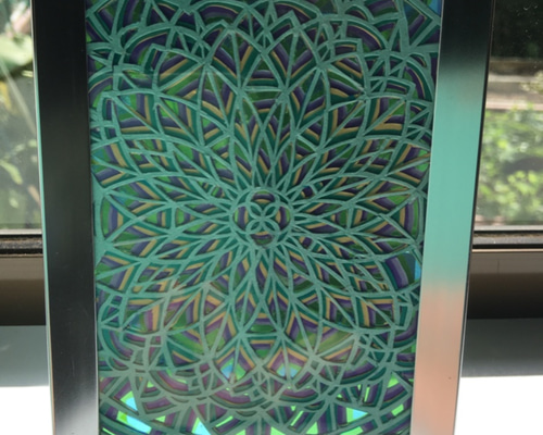 ステンドグラス　切り絵風模様ー1　水中花 ステンドグラス 切り絵風模様ー1 水中花