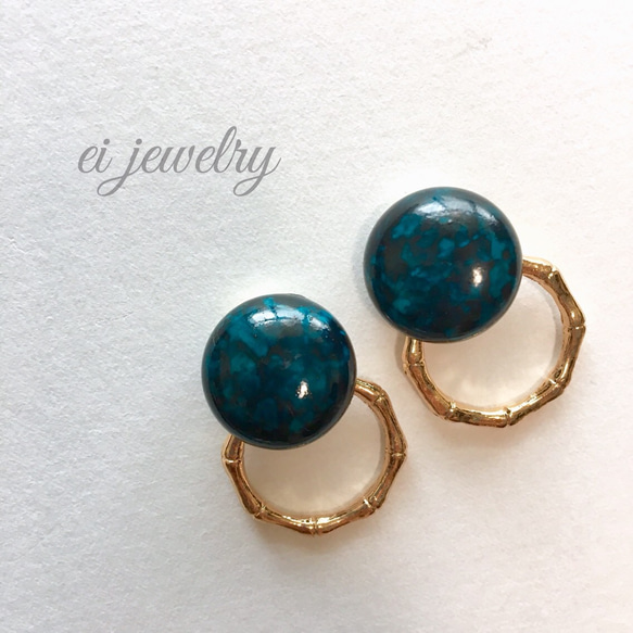 marble ring earrings｟viridian｠ 2枚目の画像