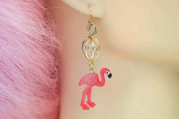 ◇flamingo◇ スワロフスキー ＆ フラミンゴ ピアス ピアス（フック